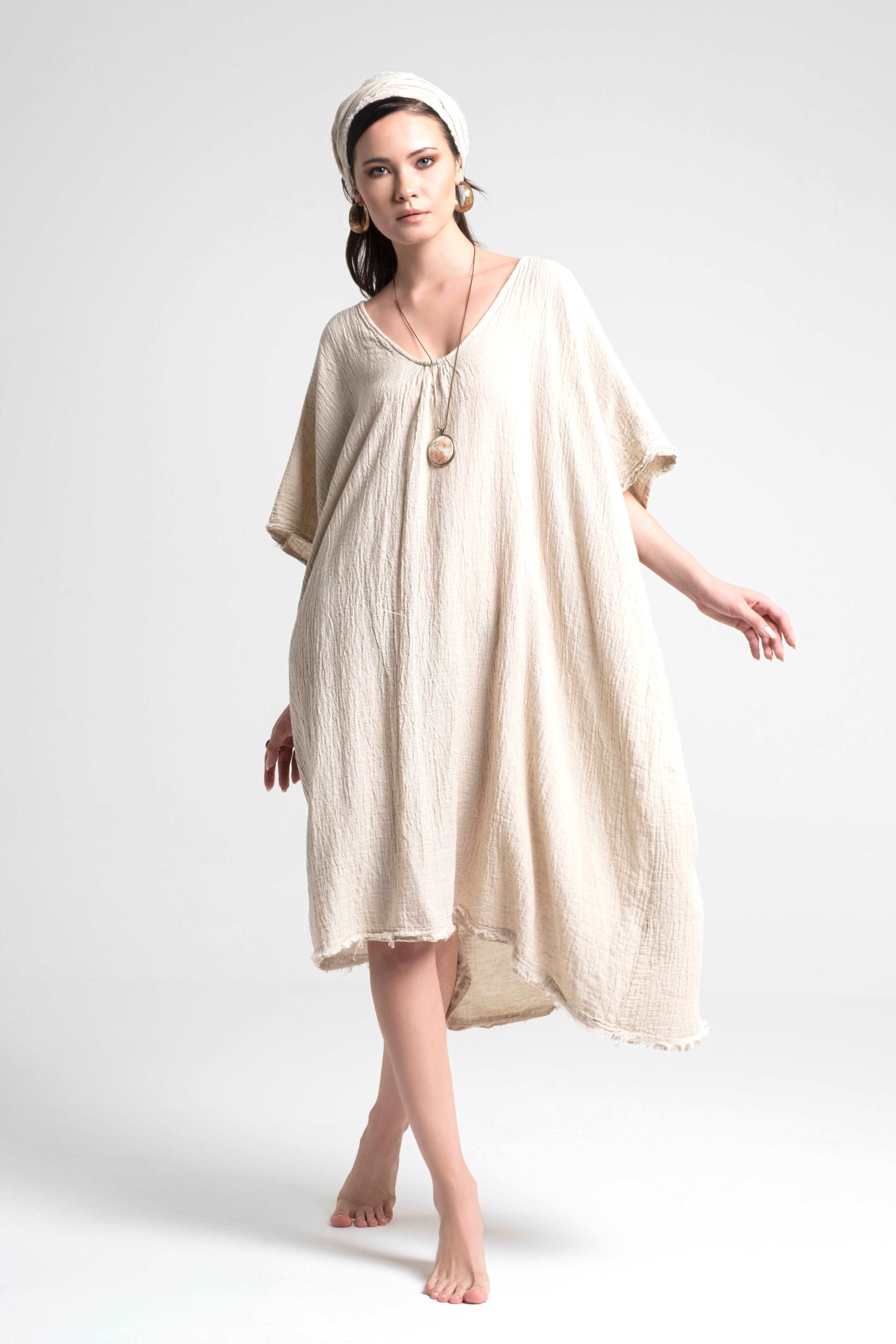 BLOOM LINEN CAFTAN DRESS