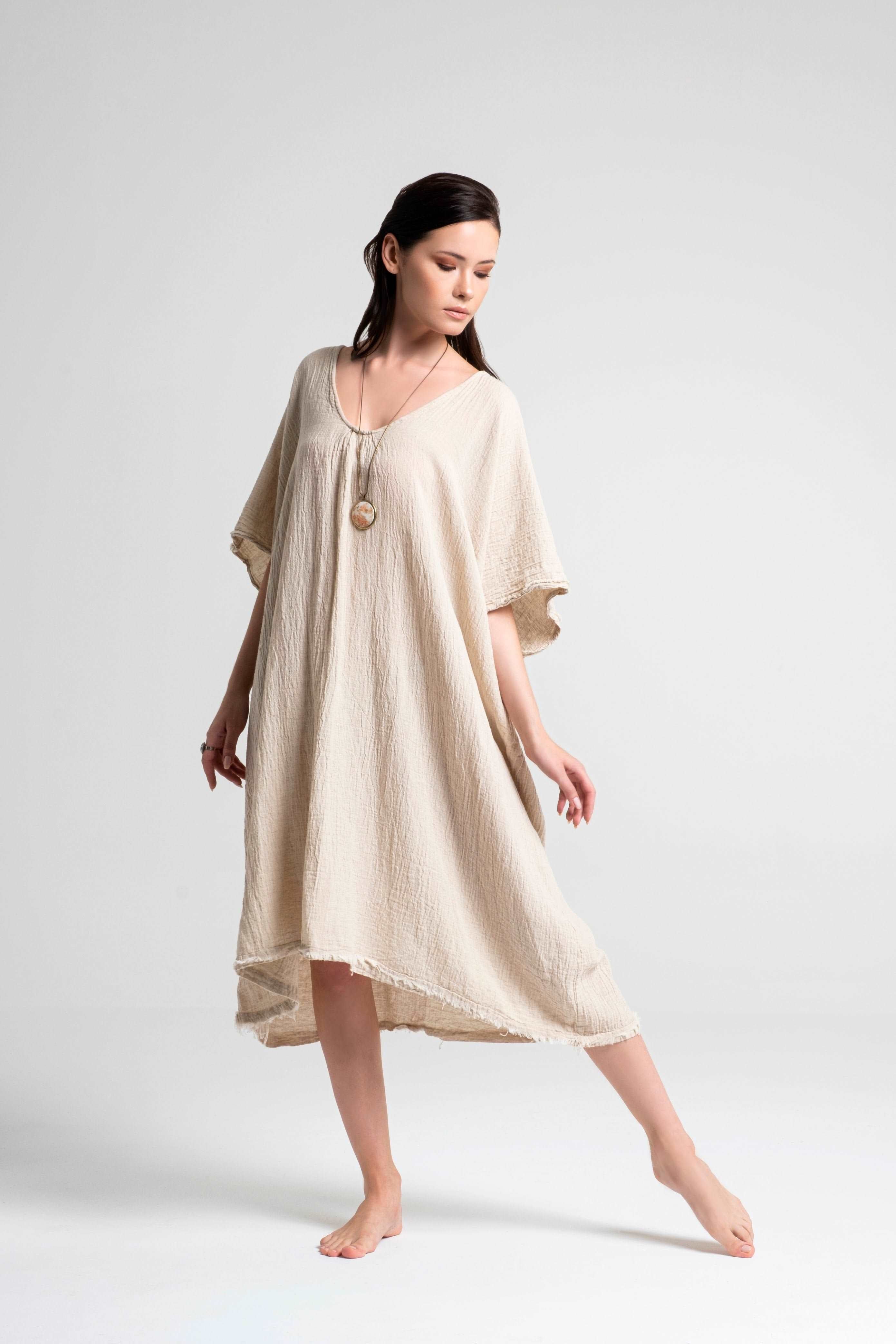 BLOOM LINEN CAFTAN DRESS