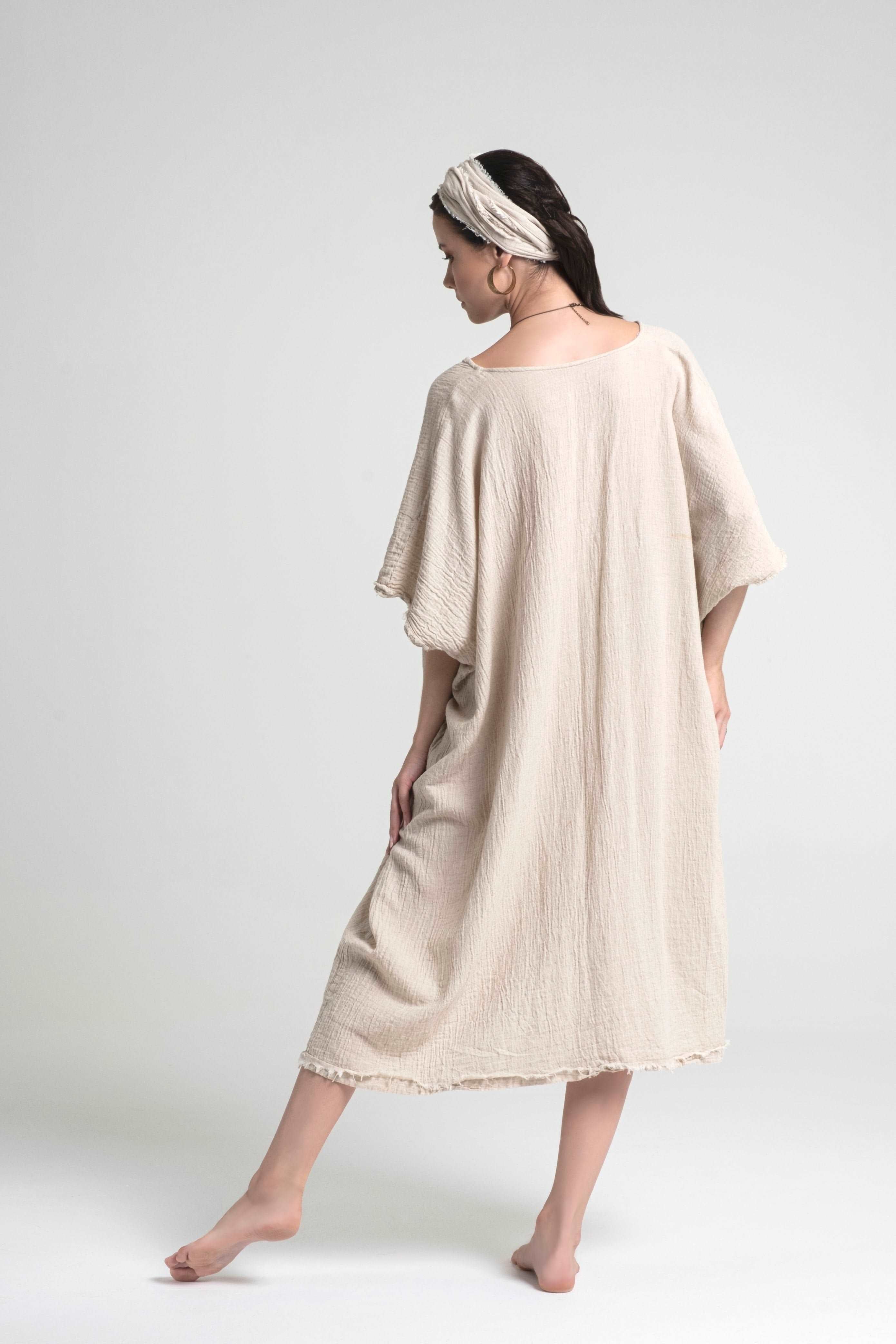 BLOOM LINEN CAFTAN DRESS