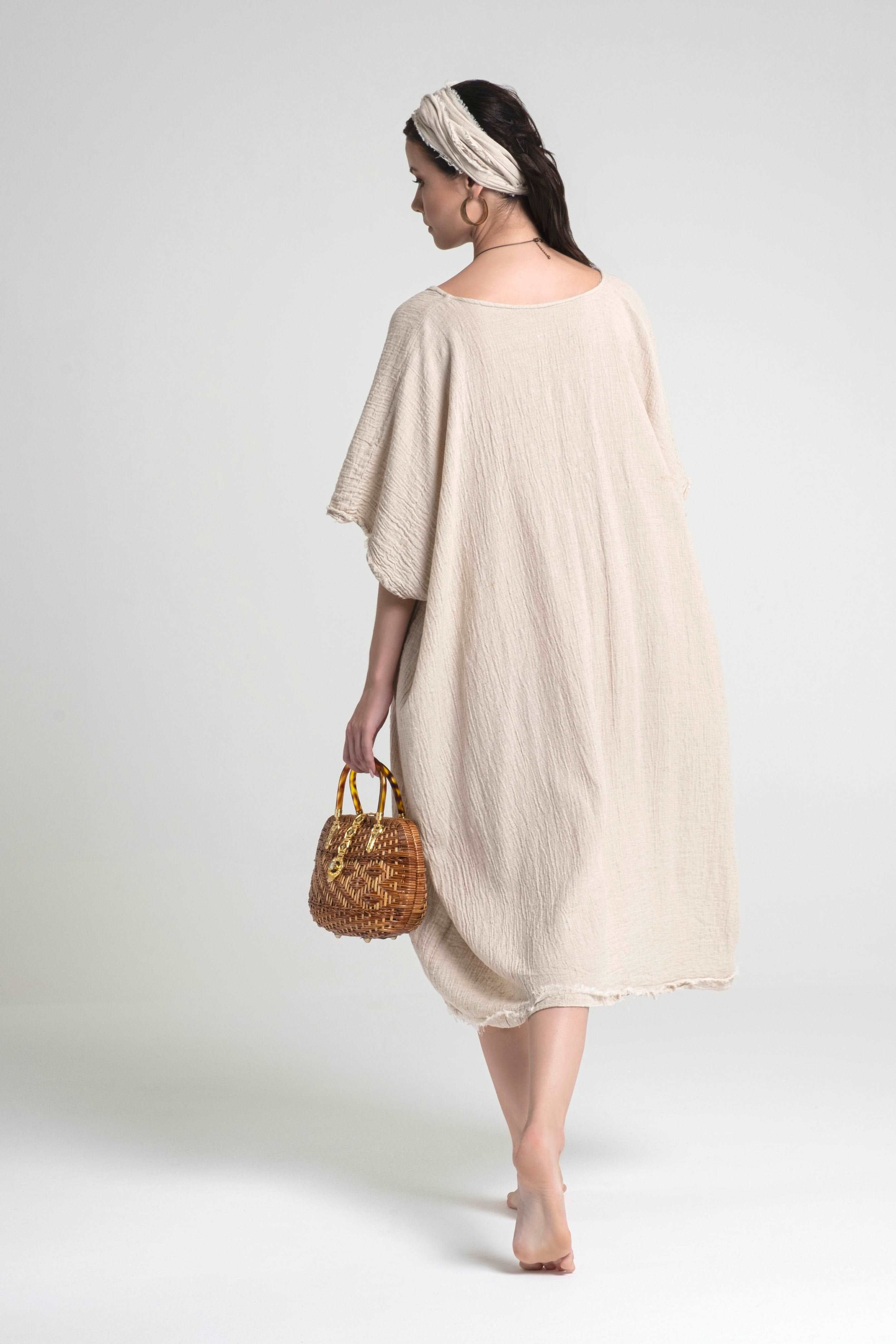 BLOOM LINEN CAFTAN DRESS