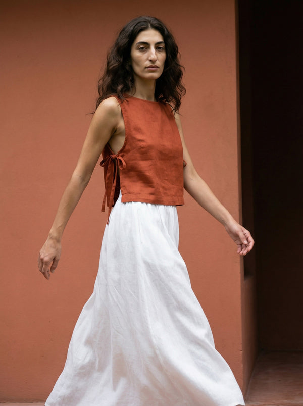 AVVA RUST LINEN TOP