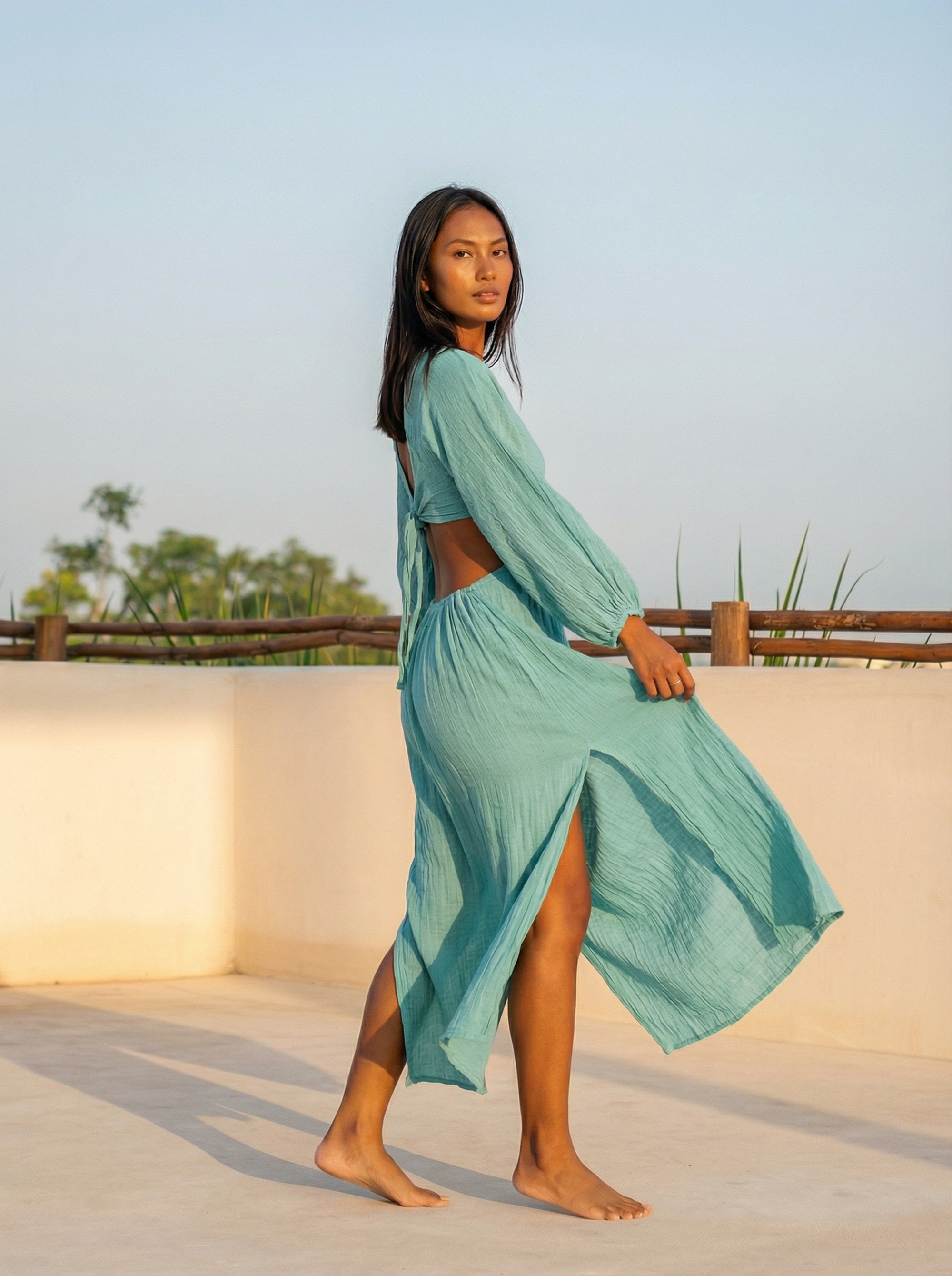 Layla Cotton Gauze Cut-Out Maxi Dress