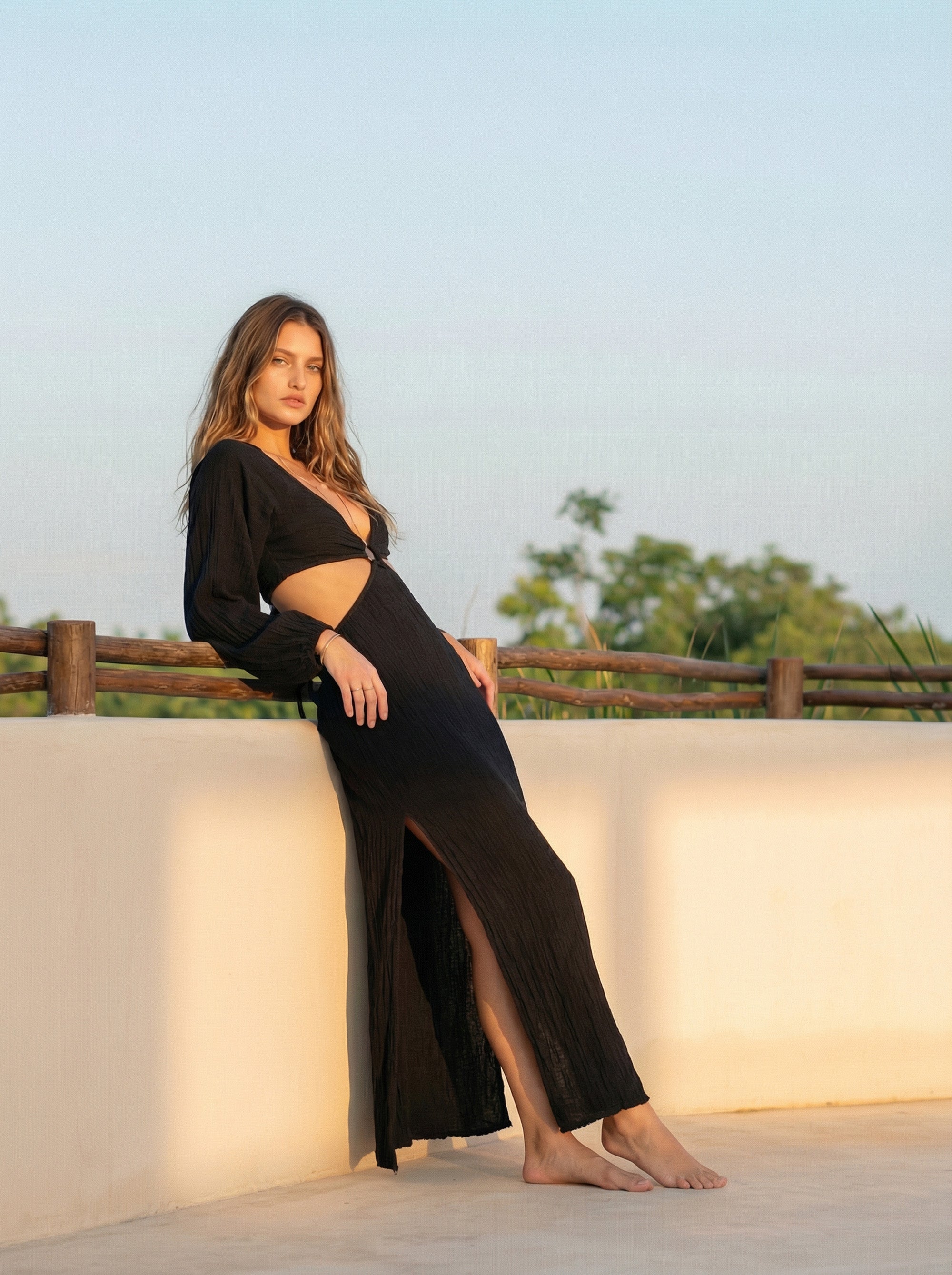 LAYLA BLACK CUT-OUT MAXI DRESS
