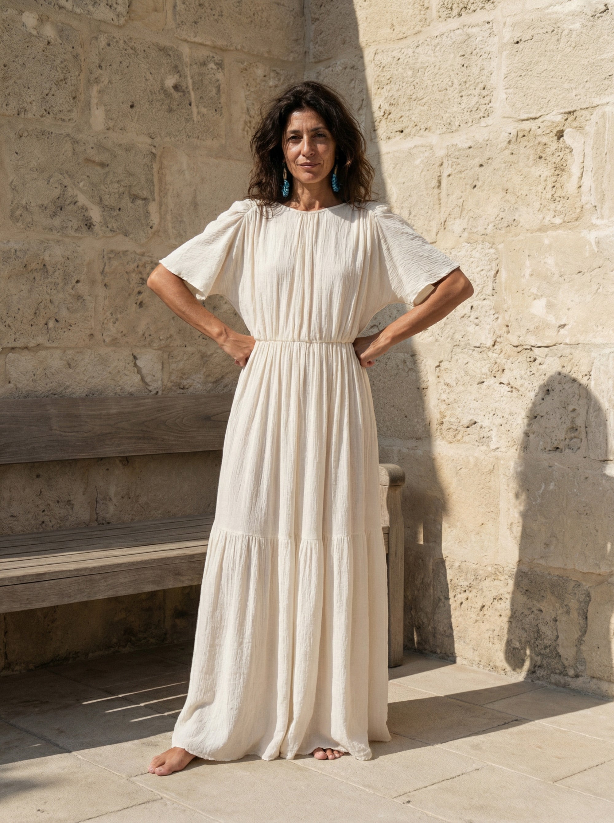 ISSA Cream Boho Cotton Maxi Dress ISSA Cream Boho Cotton Maxi Dress